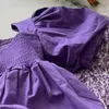 Abbigliamento Estate Flower Girls Imposta T-shirt a maniche corte viola Pantaloni floreali Set di pezzi Abbigliamento per bambini alla moda Abiti casual