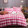 Ensembles de literie épaissi mat moderne classique sergé Plaid impression quatre pièces ensemble Simple étudiant dortoir housse de couette drap de lit