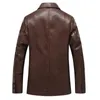 Vestes pour hommes Veste en cuir d'affaires hommes épais doublure chaude coupe-vent hommes veste en cuir PU cadeau du père Jaqueta Masculinas grande taille M-4XL 230210