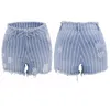 Jeans Summer Women's Shorts Striped Denim Shorts Tight Mitting Hip Lifting Hot Pants 9035