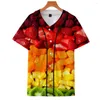 Chemises décontractées pour hommes Mode d'été Cardigan pour hommes Maillot de baseball Fruit 3D Imprimer Manches courtes Harajuku Street Sports Shirt
