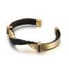 Bracelet en cuir et cuir pour hommes, en acier inoxydable, Zircon, à la mode, accessoires en forme de Surface torsadée, G230210