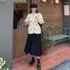 Skirts HOUZHOU Red Vintage Skirt Women Autumn Winter Ruffles Preppy Style Midi A-line Edible Tree Elegant Streetwear