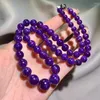 Chains Genuine Purple Natural Charoite Necklace Women Female Round Crystal Bead Long Chain 6-12mm Certificate