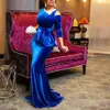 Party Dresses 3/4 Sleeve Gown Dress Elegant O Neck Fishtail Hem Bodycon Dress Cold Shoulder Velvet Mermaid Long Dress Trendy High Waist Dress 230211