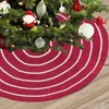 Christmas Decorations Tree Skirts 48 Inch Rustic Large Striped Knit Xmas Mats For Party Home Decoration Gift