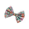 Sweet Flower Print Ribbon Bowknot H￥rklipp f￶r babyflickor Bomull B￥gar H￥rn￥lar Barrettes Huvudbonad Kids H￥rtillbeh￶r 1585