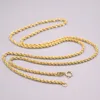 Chains Au750 Real 18K Yellow Gold Chain Neckalce For Women Female 2.0mmW Hollow Rope Choker Necklace 45cm Length