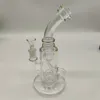 2022 Twin Chamber Clear 9 to 10 Inches Hookah Glass Bong Dabber Rig Recycler Pipes Water Bongs Smoke Pipe 14.4mm Female Joint with Regular Bowl Wholsale