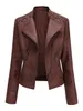 Damesleer Faux Leather Autumn Winter PU Faux Lederen Jassen Vrouwen lange mouw Zipper Slanke motor Biker Lederen jas vrouwelijke outswear tops 230210