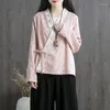 Ethnic Clothing Chinese Style Women Clothes 2023 Cheongsam Top Traditional Shirt Blouse Cotton Hanfu Ladies Tops 11661