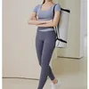 Actieve sets vrouwen kruisen fitnessbeha met legging tweedelig pak sexy v taille high yoga set panty tracksuit gym run broek