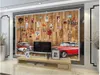 Wallpapers Custom Po 3d Wallpaper European-style Wooden Grainy Wall Vintage Car Living Room Home Decor Murals