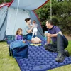 Utomhuskuddar Dubbel camping Sovmatta Själv Uppblåsbar utomhus Wide Sleeping Pad Nylon Tup Protoable Air Madrass Bed vandring 230210