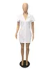 Lässige Kleider ANJAMANOR Casual Button Up Kurzarm Hemd Kleid Frühling Sommer 2021 Sexy Schwarz Weiß Micro Mini Kleider für Frauen D36-CI17 T230210