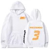 Herrtröjor tröjor McLaren hoodie formel 1 racer länge ärm brev daniel ricciardo 3 tryckt streetwear tröjor män eu storlek vintage 230210