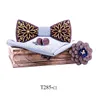 Bow Ties Sitonjwly Fashion Necktie Wooden Tie Hanky Cufflinks Brooch Set Men's Wood Bowtie Retro Man Shirt Accessories GiftsBow