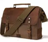 Briefcases man messenger bag men's shoulder portable briefcase men canvas with leather postman hand Messenger for Laptop male s 230211