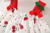 Girls Clothing Sets Nieuwe zomer mouwloze print Cherry Vest Shorts PCS voor kinderkledingpak Baby Outfits Kinderjurk Draai