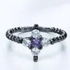 Wedding Rings 2023 Black Cross Promise Paved With Purple White Cz Zircon Fashion Sideways Jewelry Gift Engagement Size 7-9