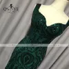 Party Dresses Luxury Emerald Evening Dresses Green Sequined Long Mermaid Prom Gown Glitter Elegant Party Dress Mönster LACE Formell klänning 230210