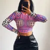 Women's T Shirts Zabrina Fashion 2023 Spring Autumn Sexy Printing Pullover Round Neck Slim Women's T-shirt Tops Vintage Purple Clothes