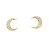 Stud Earrings Sterling Silver Cubic Zirconia Cz Crescent Moon Horn Charm Bezel Erring For Women Girls Kids Stunning Fashion EarringStud