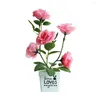 Decorative Flowers Artificial Plant Pot Rose Bonsai Faux Silk Flower Indoor Outdoor Imitation For Home Desktop Decoration