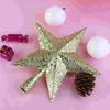 Christmas Decorations Inch Tree Topper Star 3d Xmas Glitter Treetop Decor For Party Holiday- Red