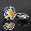 Portachiavi Creativo Portachiavi con ciondolo a forma di calcio Doppio lato Palla sportiva Basket Tennis Golf Pallavolo Cabochon in vetro Gemma Portachiavi Ciondolo G230210