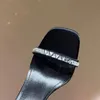 Rhinestone High Heeled Sandals Party Women Dance Shoe Formal Designer Sey Heels 5cm Lady Metal Heel Belt Buckle Thick Heel Woman Shoes Stor storlek 35-42 med