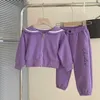 Giyim Setleri Sweatshirt Trailsuit Costum Bahar Sonbahar Çocuklar Kız Fermuar Donanma Yakası Karikatür Günlük Spor Takım Toddler Kız Giysileri Set