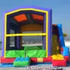 Anpassade trampoliner 4.5x4.5x3.8m uppbl￥sbart studsslottkombo Jumper House Bouncing Center med Slide Skick med fartyg till d￶rr