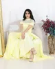 Party Dresses Light Yellow Satin Long Prom Sheath High Neck Capped Sleeves Floor Length Saudi Arabia Women Evening Dress