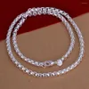 Zincirler - Damgalı Noble Lüks Cazibe Moda Mizaç Büyüleyici Çember Kolye 20 inç Gümüş Renk Takı N053