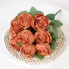 Decorative Flowers Simulated Roses 9 Heads Bouquets Holding Wedding Hall Decoration Home Vase Arrangement Pography Prop Artificial Silk