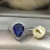 Anéis de cluster 1,282ct 0,136ct 18k Gold Natural Sapphire Women Ting com Diamond Configurando 2023 Jóias finas Engajamento da faixa de casamento