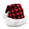 Berets White Faux Fur Fur Hat Red Black Blaid Plaid Children's Winter Xmas Gift for Kids Santa Claus Plush