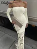 Casual Dresses Dulzura Autumn Knitted Tassel Y2K Clothes Long Sleeve Backless Tube Bodycon Maxi Dress For Women 2023 Club Party Elegant