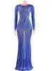 Vestidos de fiesta Kricesseen Sexy Crystal Mesh See Through Maxi Dress Sparkle Womens Dimonds Birthday Night Clubwear Vestidos de fiesta largos 230211