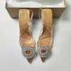 Sandals 2022 Woman Summer Sandals ZARZ Cute Rhinestone Pointed Transparent High Heels Slippers Woman Elegant Sandals Shiny Sexy Pumps G230211