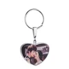 DIY Sublimation Blank Keychain Ring Round Heart Rectangle Pendant Kids Lover Gift Double-sided Heat Transfer Printing Photo Personality Keyring Chain Accessories