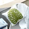 Pillow DUNXDECO Cover Decorative Case 45x45CM Modern Fresh Green Palm Leaf Embroidery Cotton Throw Shame Sofa Decor