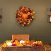 Dekorativa blommor kransar 2023 Halloween Pumpkin krans för ytterdörren med pumpor Artificial Maples Sunflower Autumns Harvest Decor