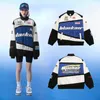 Chaquetas para hombres Chaqueta a juego de color Hombres Streetwear Abrigo cálido Motocicleta Carreras Mujeres Top de gran tamaño Outwear Madeextreme Dropship