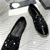 Klassiska klänningskor fiskarmans sko platta klackar loafers quiltad textur glänsande getskinn plattform platt klackar espadrilles damer slip-on slingbacks mjuk casual sko