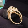 クラスターリング1.0ct deカラー優れたラウンドカットCVDラボ栽培ダイヤモンド婚約リング14kホワイトゴールド