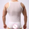 Heren tanktops sexy top heren singlet transparant onderhirt mesh doorzichtige mouwloos shirt ademende bodybuilding fitnessvest