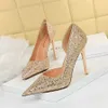 Sandals BIGTREE Women Wedding Pumps Glitter Gold Hihg Heels Elegant Woman Party 2022 Luxury Heeled Shoes Sequins Stilettos Size 34-43 G230211