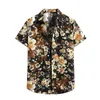 T-shirt à col roulé pour hommes, Cardigan court hawaïen à manches fleuries, chemise De plage, vêtements à la mode